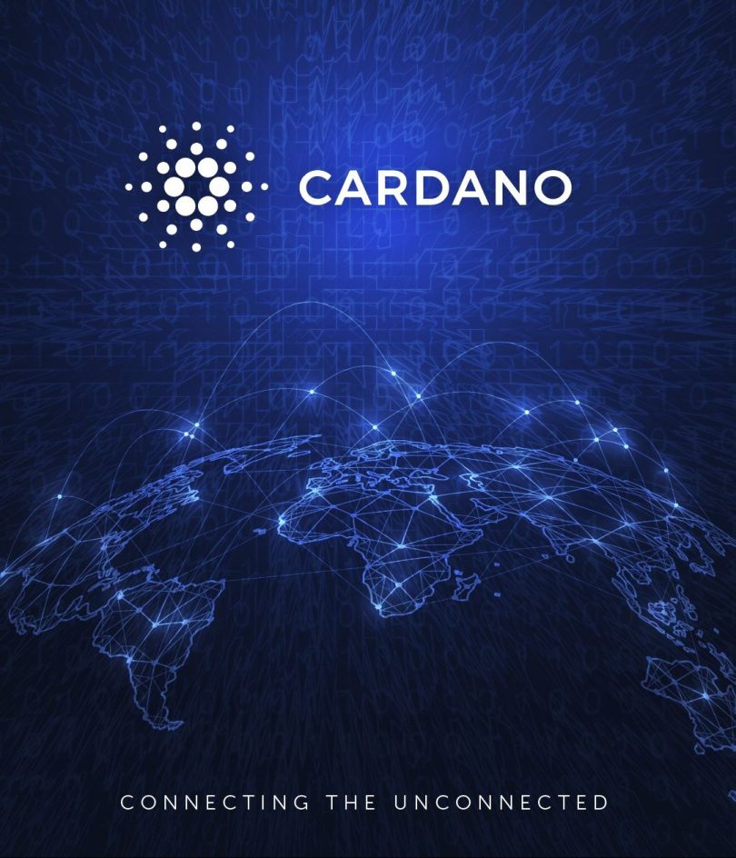 visualisation of connected blockchain network nodes glowing on a dark background