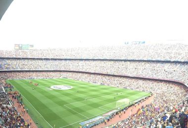 A football stadium during a match